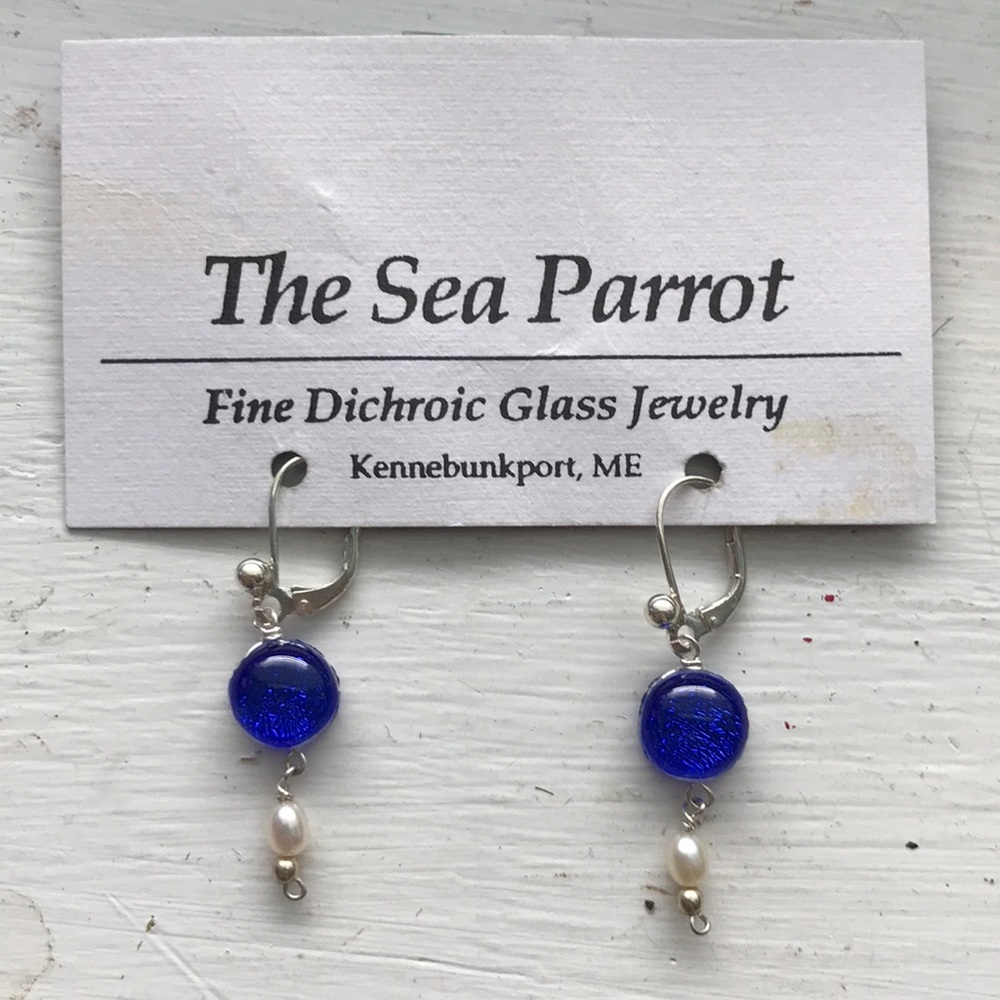 Dichroic Glass Dangling Earrings